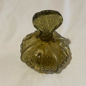 Lalique Green Glass Vase with Ribbed Design